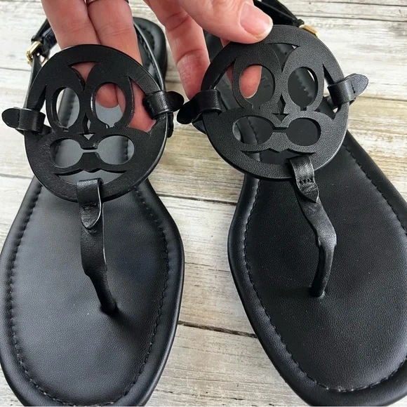 Coach Jaci Logo Leather Sandals - Picture 8 of 13